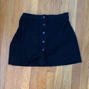 Black suede button up skirt